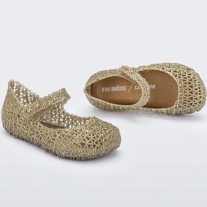 Mini Melissa Campana Kids Glittery Gold Dress Shoes